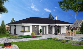 Haus mit Doppelgarage für breite Grundstücke.